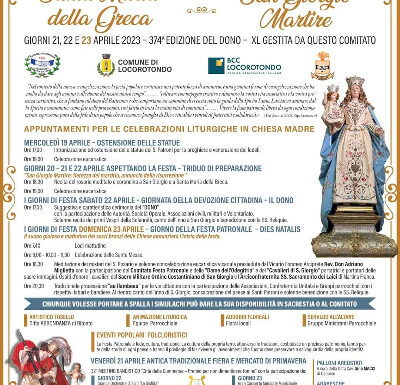 Locorotondo (Ba) Festa di Santa Maria della Greca e San Giorgio Martire 21-22 e 23 aprile 2023