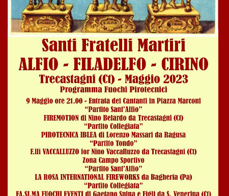 Trecastagni (Ct) Santi Fratelli Martiri Alfio, Filadelfo e Cirino Maggio 2023