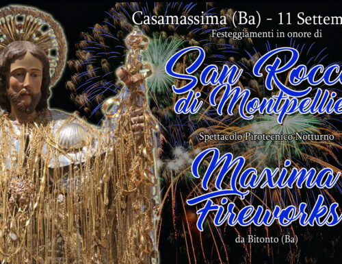 Casamassima (Ba) San Rocco di Montpellier 2023. Spettacoli pirotecnici serali